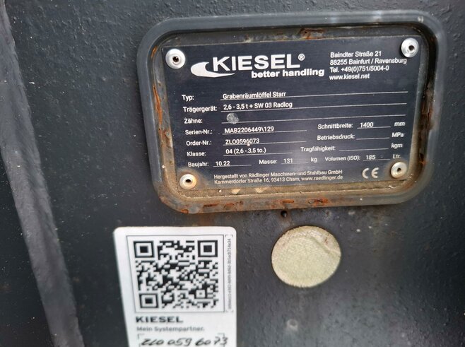 Rädlinger Grabenräumlöffel Starr 1400mm KGL04S-1400