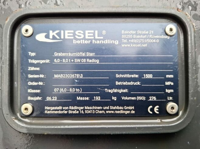 Rädlinger Grabenräumlöffel starr KGL08S-1500