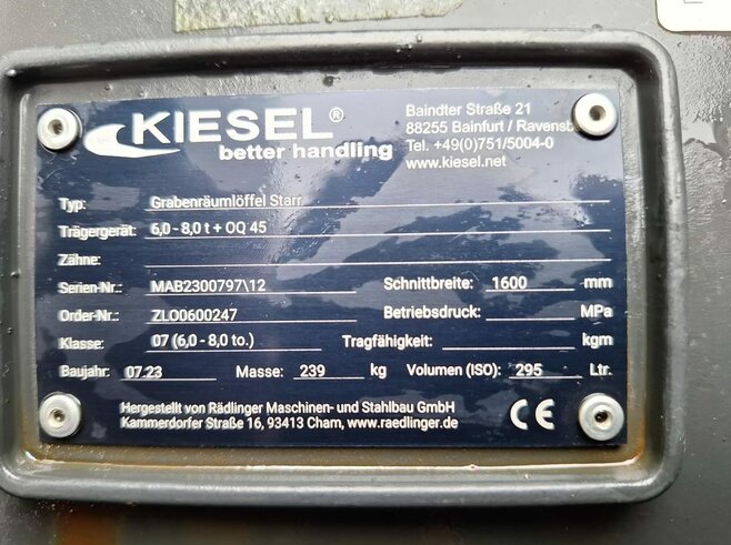 Rädlinger Grabenräumlöffel starr KGL08S-1600