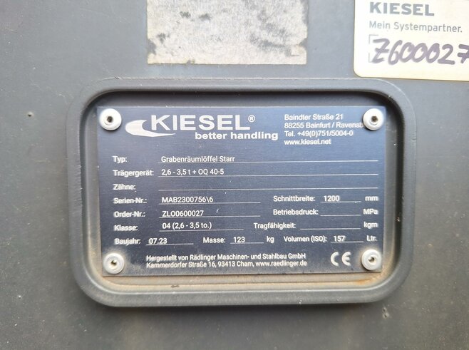 Rädlinger Grabenräumlöffel Starr 1200 mm KGL04S-1200