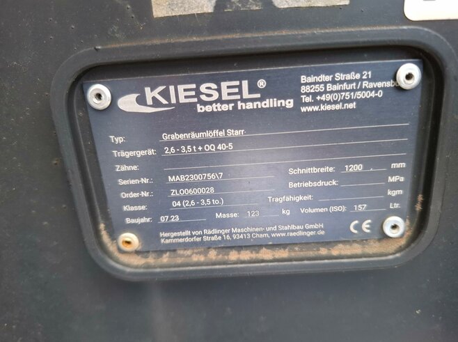 Rädlinger Grabenräumlöffel Starr 1200mm KGL04S-1200