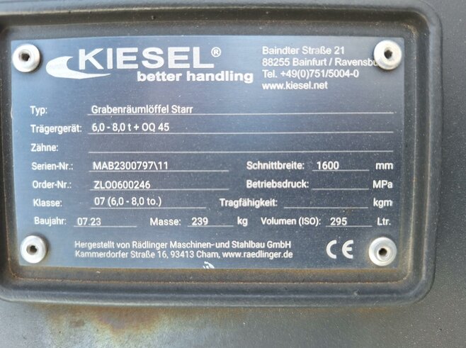 Rädlinger Grabenräumlöffel Starr KGL08S-1600