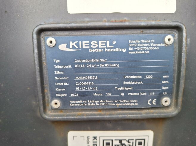 Rädlinger Grabenräumlöffel Starr 1200 mm