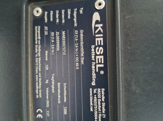 Rädlinger Grabenräumlöffel Starr 1200 mm KGL03S-1200