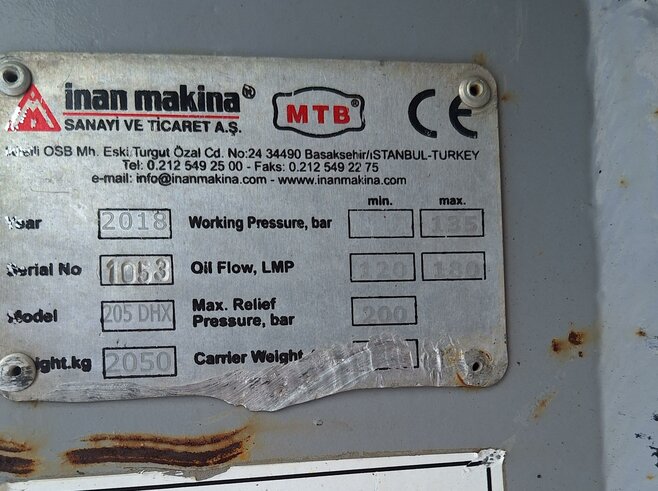 Inan Makina Hydraulikhammer MTB205DHX