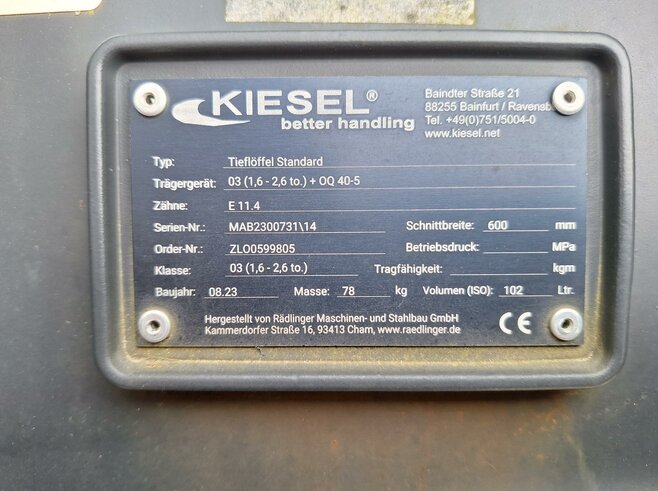 Rädlinger Tieflöffel 600mm KTL03-600