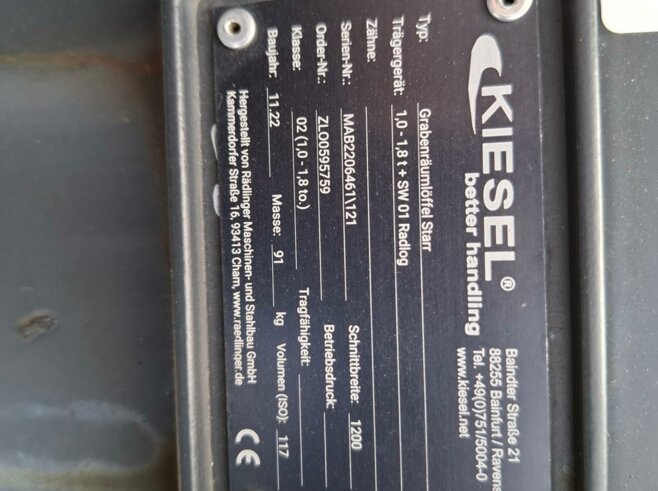 Rädlinger Grabenräumlöffel Starr 1200mm KGL02S-1200