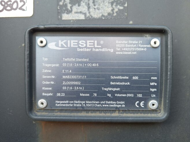 Rädlinger Tieflöffel 600 mm KTL03-600