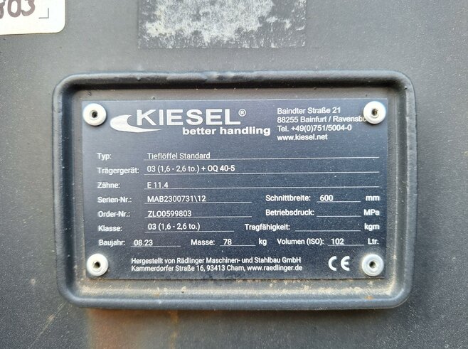 Rädlinger Tieflöffel 600 mm KTL03-600