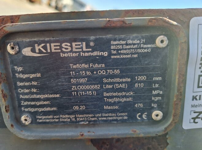 Rädlinger Tieflöffel 1200 mm KTL15-1200