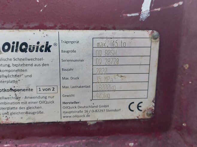 OilQuick Vollhydr. Schnellwechsler OQ80